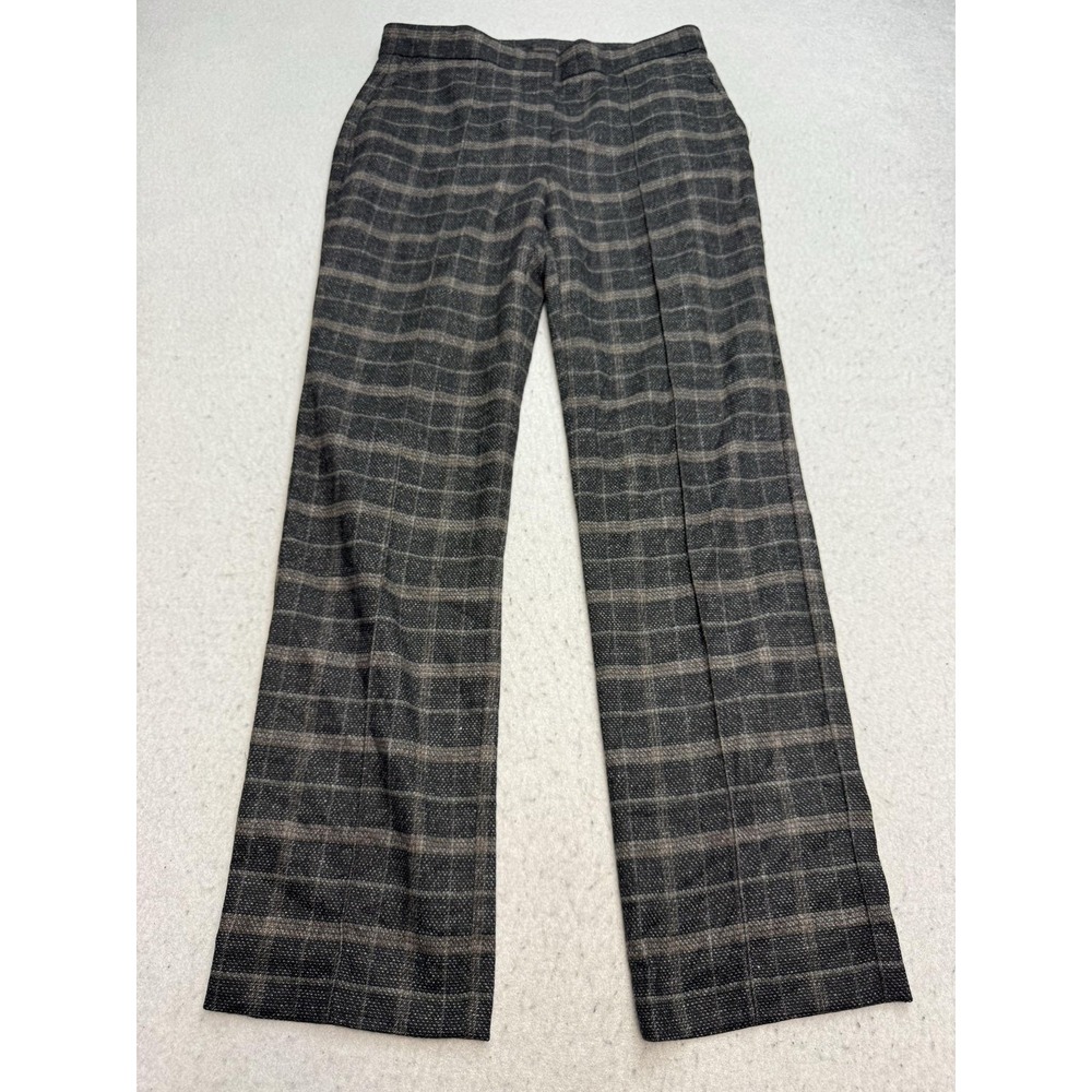 Maje Dress Pants Womens 36 Gray Plaid Tweed Straight Leg Wool Blend Workwear